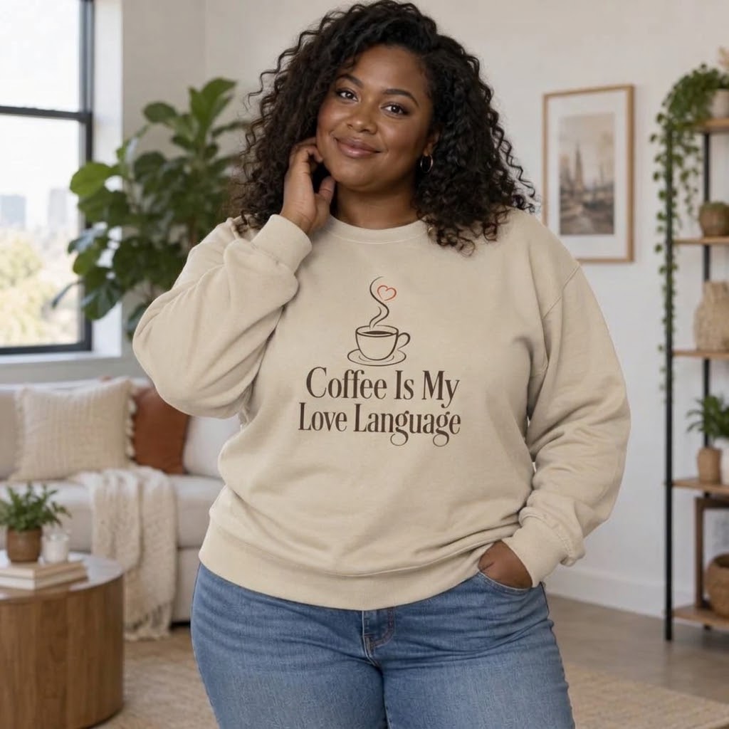 Coffee Is My Love Language Sweatshirt | Cozy Coffee Lover Crewneck Gift