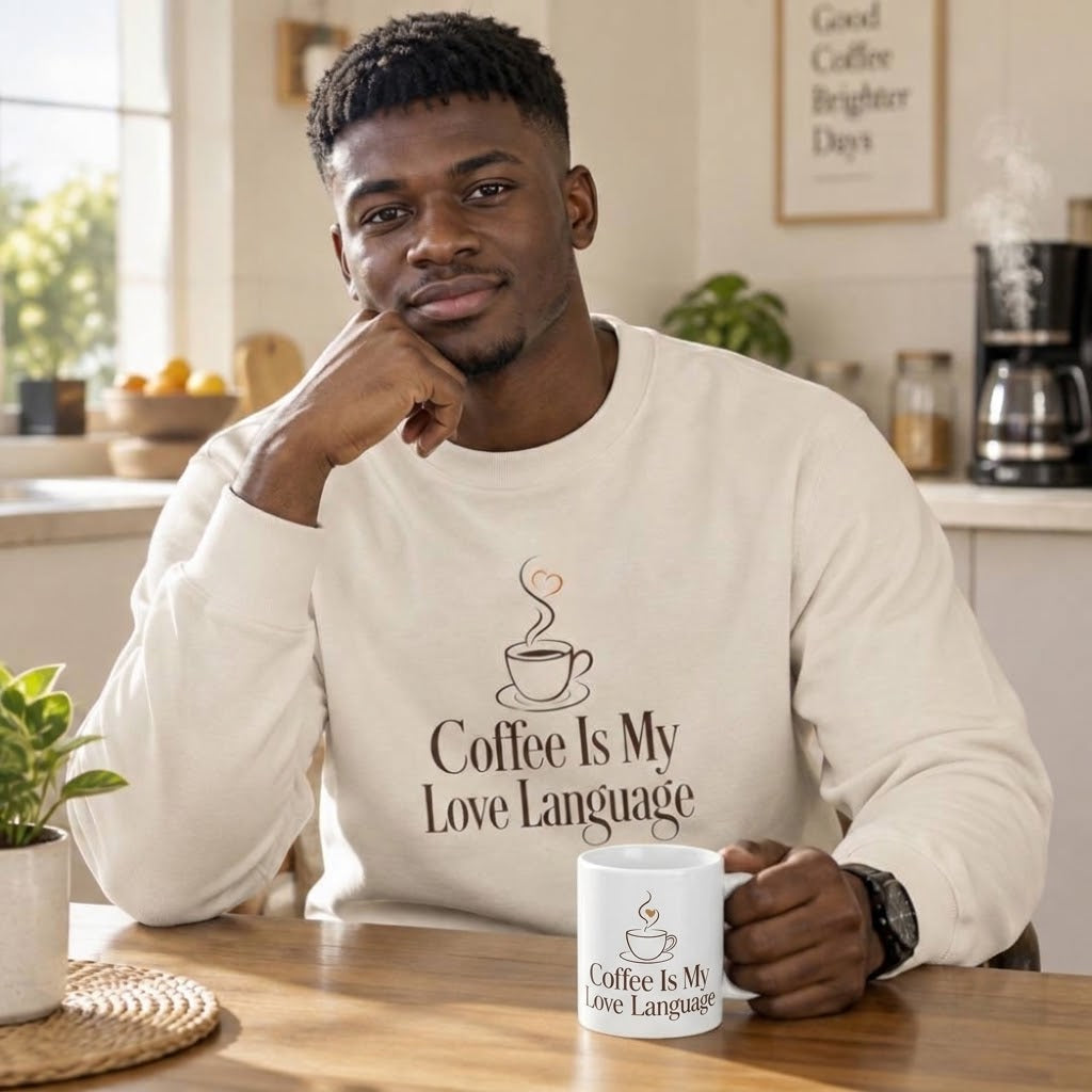 Coffee Is My Love Language Sweatshirt | Cozy Coffee Lover Crewneck Gift